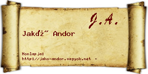 Jakó Andor névjegykártya