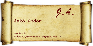 Jakó Andor névjegykártya